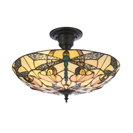 Endon 111892 - Aufgesetzte Tiffany-Deckenleuchte ASHTON 3xE27/10W/230V Ø 45 cm