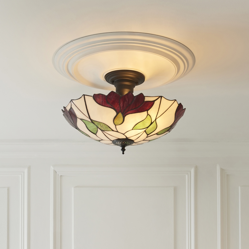 Endon 111896 - Aufputz-Tiffany-Deckenleuchte BOTANICA 3xE27/10W/230V Ø 45 cm