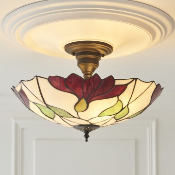 Endon 111896 - Plafonnier à montage affleurant Tiffany BOTANICA 3xE27/10W/230V Ø 45 cm