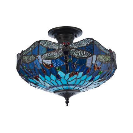 Endon 111897 - Plafoniera da soffitto in stile Tiffany DRAGONFLY, 3x E27/10W/230V, Ø 41 cm