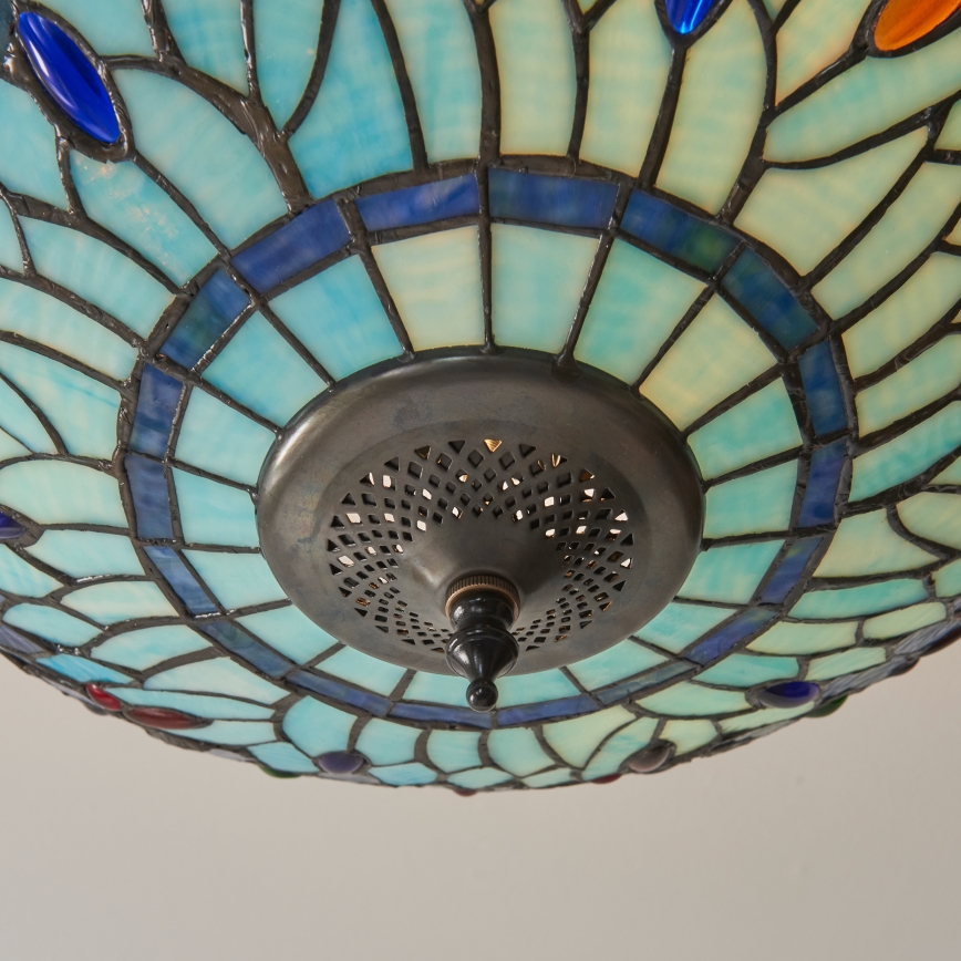 Endon 111897 - Plafoniera da soffitto in stile Tiffany DRAGONFLY, 3x E27/10W/230V, Ø 41 cm
