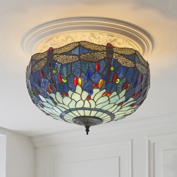 Endon 111899 - Plafoniera Tiffany DRAGONFLY 3xE27/10W/230V Ø 50 cm