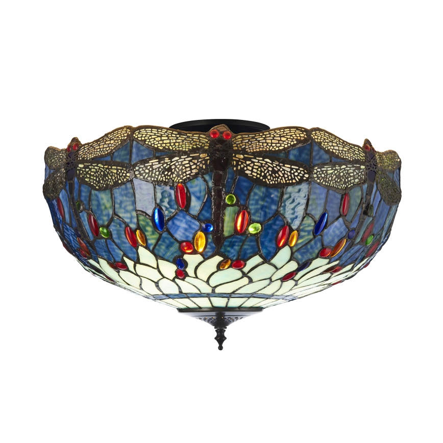 Endon 111899 - Plafonnier Tiffany DRAGONFLY 3xE27/10W/230V Ø 50 cm
