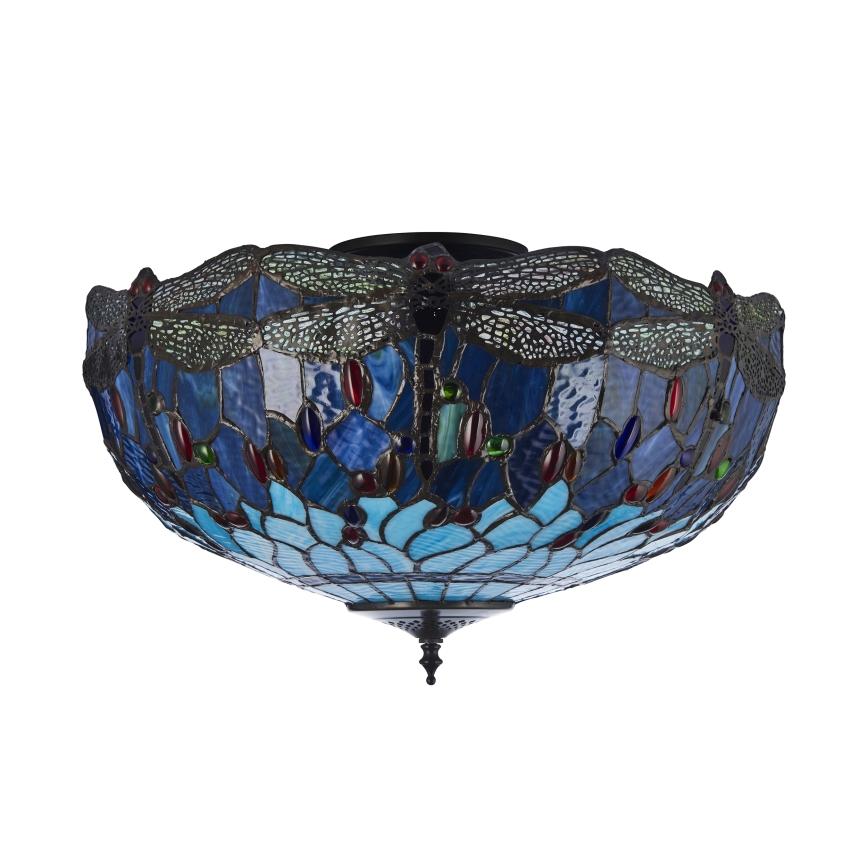 Endon 111899 - Plafonnier Tiffany DRAGONFLY 3xE27/10W/230V Ø 50 cm