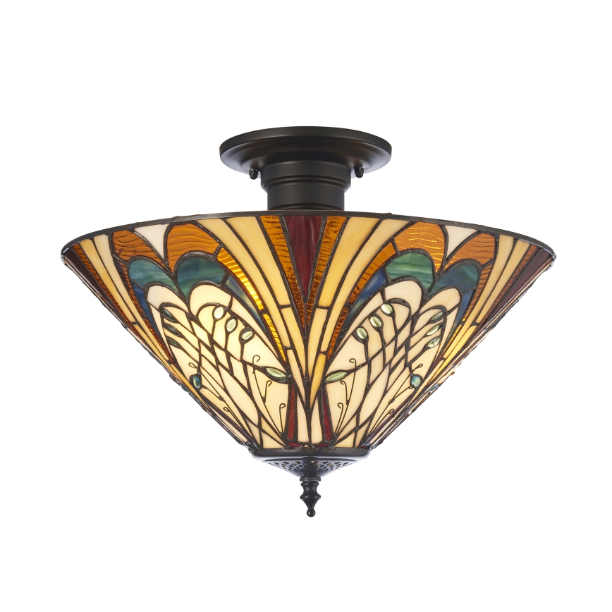 Endon 111905 - Plafonnier monté en surface Tiffany HECTOR 3xE27/10W/230V Ø 40 cm