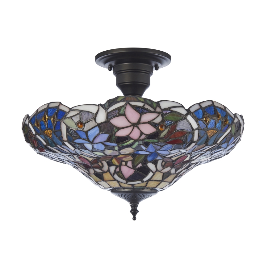 Endon 111915 - Aufgesetzte Tiffany-Deckenleuchte SULLIVAN, 3x E27 / 10W / 230V, Ø 40 cm