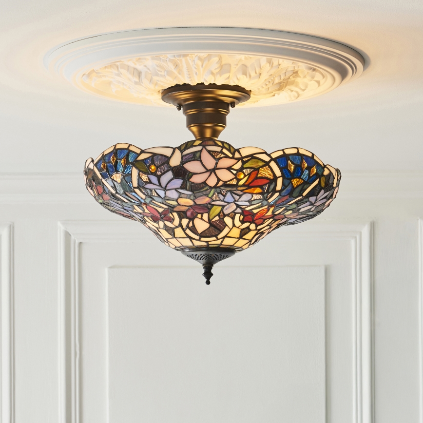 Endon 111915 - Plafonnier en saillie Tiffany SULLIVAN 3xE27/10W/230V Ø 40 cm