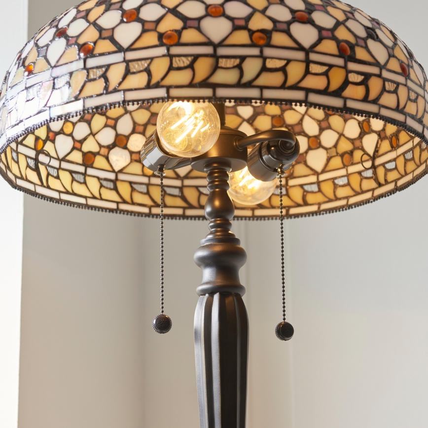 Endon 111921 - Lampadaire Tiffany MILLE FEUX 2xE27/10W/230V Ø 45 cm