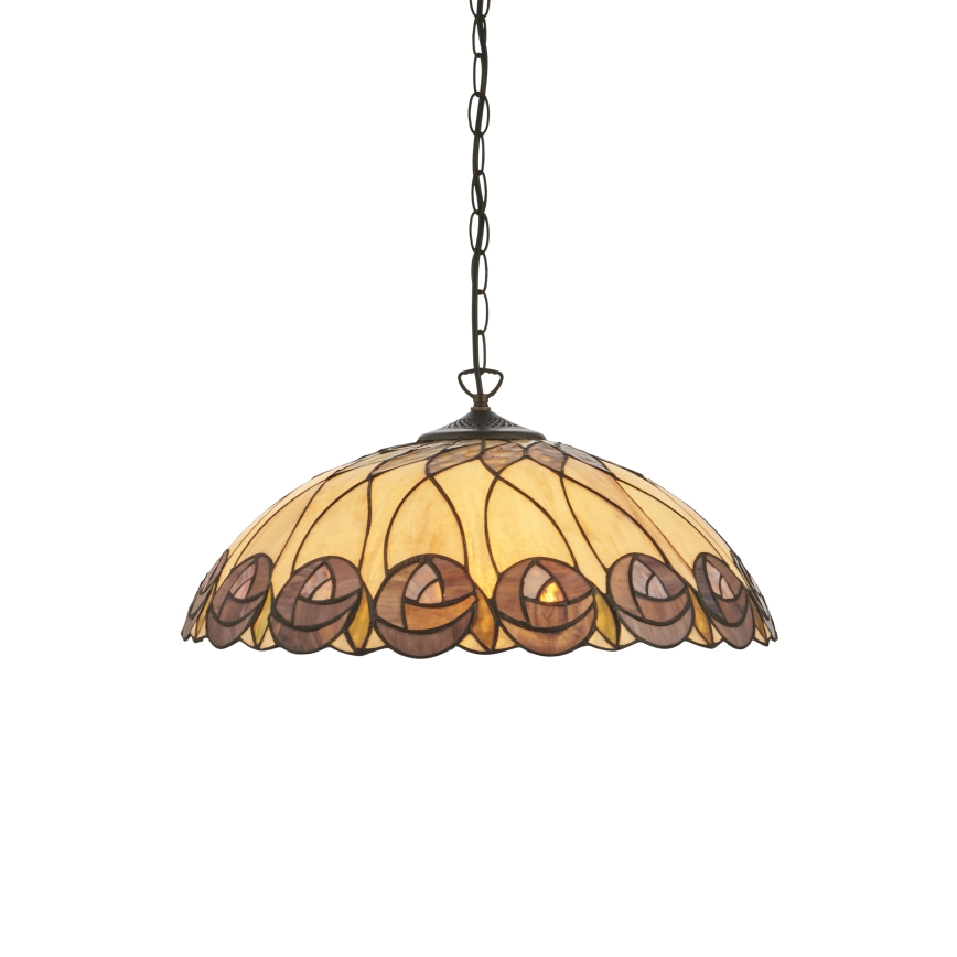 Endon 111985 - Kronleuchter mit Kette Tiffany HUTCHINSON, 3x E27/10 W/230 V, Ø 50 cm