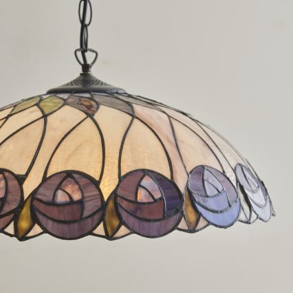 Endon 111985 - Kronleuchter mit Kette Tiffany HUTCHINSON, 3x E27/10 W/230 V, Ø 50 cm