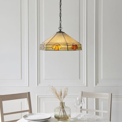 Endon 111989 - Lampadario a catena Tiffany NEVADA 3xE27/10W/230V Ø 40 cm