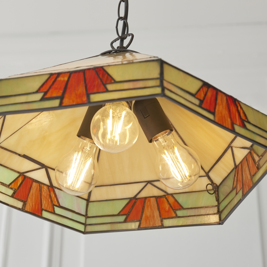 Endon 111989 - Lampadario a catena Tiffany NEVADA 3xE27/10W/230V Ø 40 cm