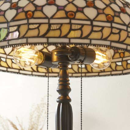 Endon 112178 - Lampe de table Tiffany MILLE FEUX 2xE14/40W/230V diam. 45 cm
