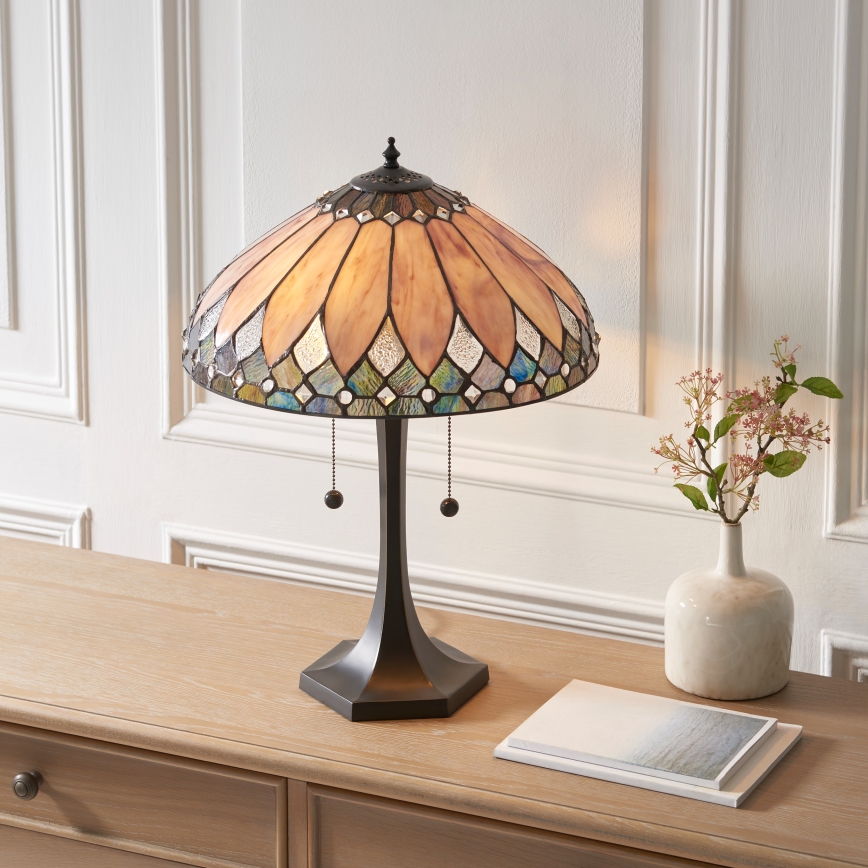 Endon 112183 - Lampada da tavolo Tiffany BROOKLYN 2xE14/10W/230V Ø 40 cm
