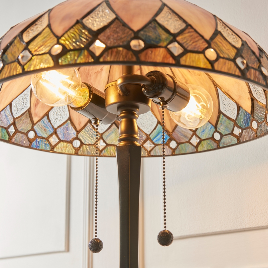 Endon 112183 - Tischlampe Tiffany BROOKLYN 2xE14/10W/230V Ø 40 cm