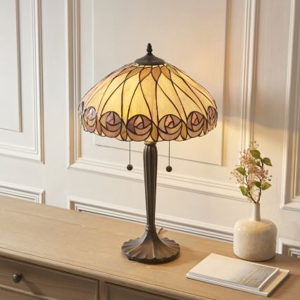 Endon 112184 - Lampada da tavolo Tiffany HUTCHINSON 2xE27/10W/230V Ø 40 cm
