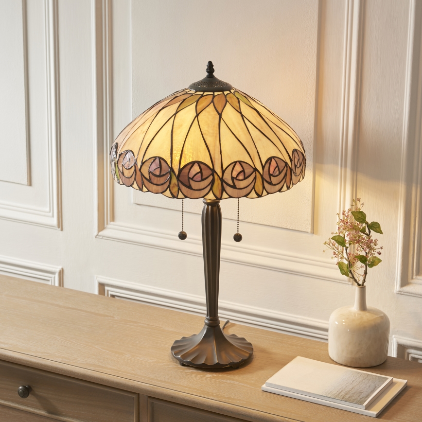 Endon 112184 - Lampe de table Tiffany HUTCHINSON 2xE27/10W/230V Ø 40 cm