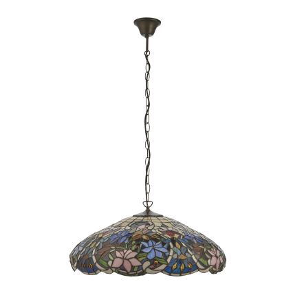 Endon 112193 - Lampadario a catena Tiffany SULLIVAN, 3xE27/60W/230V, Ø 57 cm