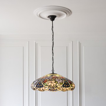 Endon 112193 - Lustre sur chaîne Tiffany SULLIVAN 3xE27/60W/230V Ø 57 cm