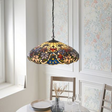 Endon 112193 - Lustre sur chaîne Tiffany SULLIVAN 3xE27/60W/230V Ø 57 cm