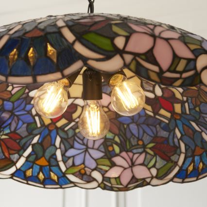 Endon 112193 - Lustre sur chaîne Tiffany SULLIVAN 3xE27/60W/230V Ø 57 cm