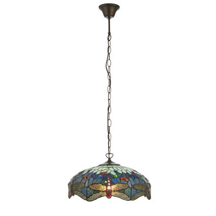 Endon 112195 - Lampadario a sospensione con catena Tiffany DRAGONFLY 1xE27/60W/230V Ø 41 cm