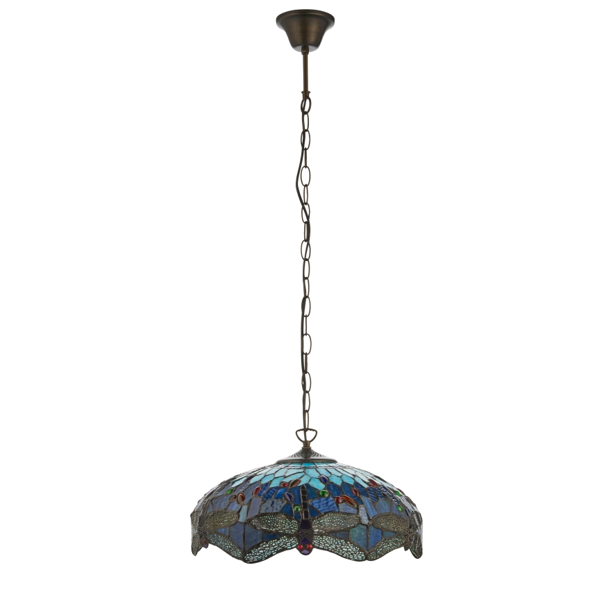 Endon 112195 - Lampadario a sospensione con catena Tiffany DRAGONFLY 1xE27/60W/230V Ø 41 cm