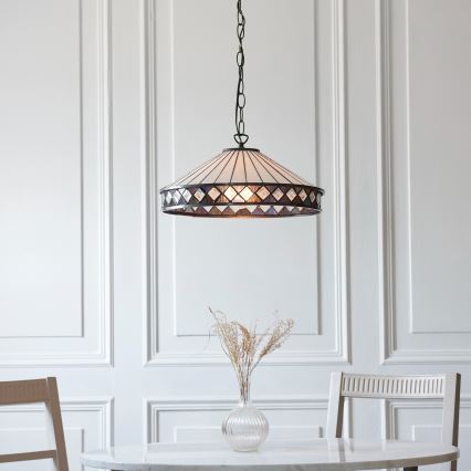 Endon 112196 - Lampadario con catena stile Tiffany FARGO 1xE27/60W/230V, diametro 41,5 cm