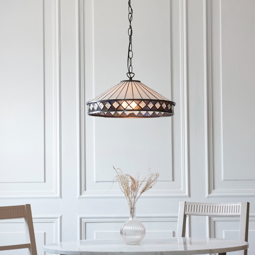 Endon 112196 - Lampadario con catena stile Tiffany FARGO 1xE27/60W/230V, diametro 41,5 cm