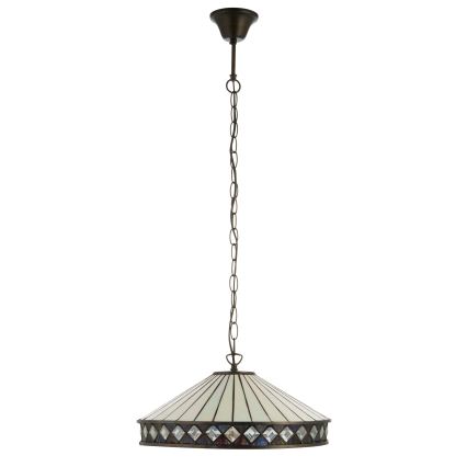 Endon 112196 - Lampadario con catena stile Tiffany FARGO 1xE27/60W/230V, diametro 41,5 cm