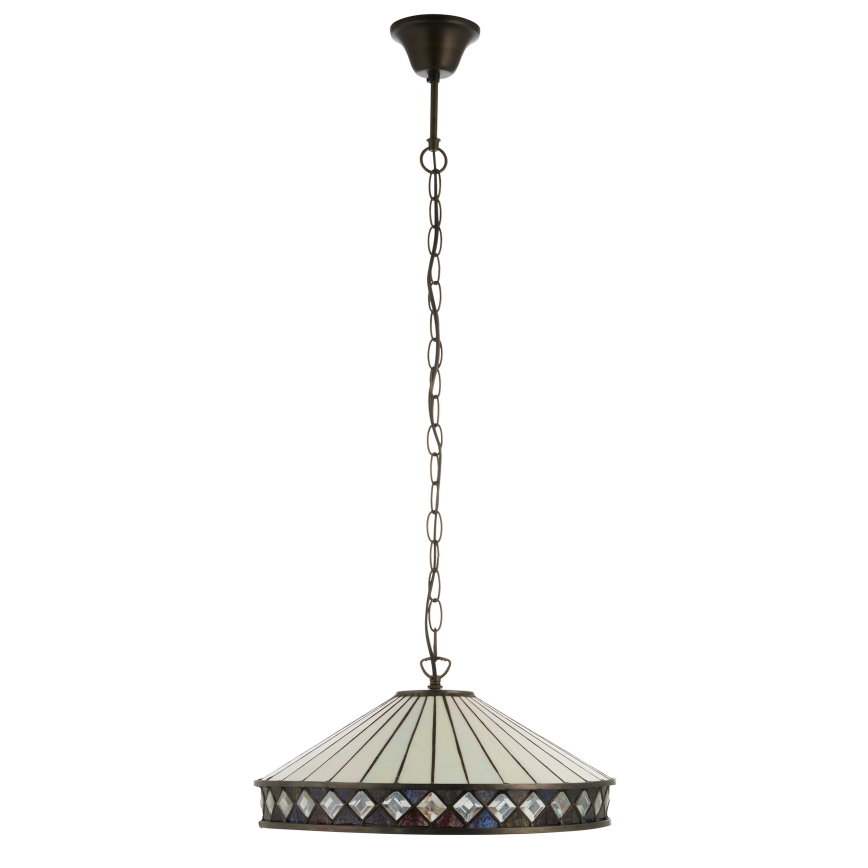 Endon 112196 - Lampadario con catena stile Tiffany FARGO 1xE27/60W/230V, diametro 41,5 cm