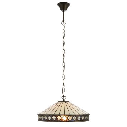 Endon 112196 - Lampadario con catena stile Tiffany FARGO 1xE27/60W/230V, diametro 41,5 cm