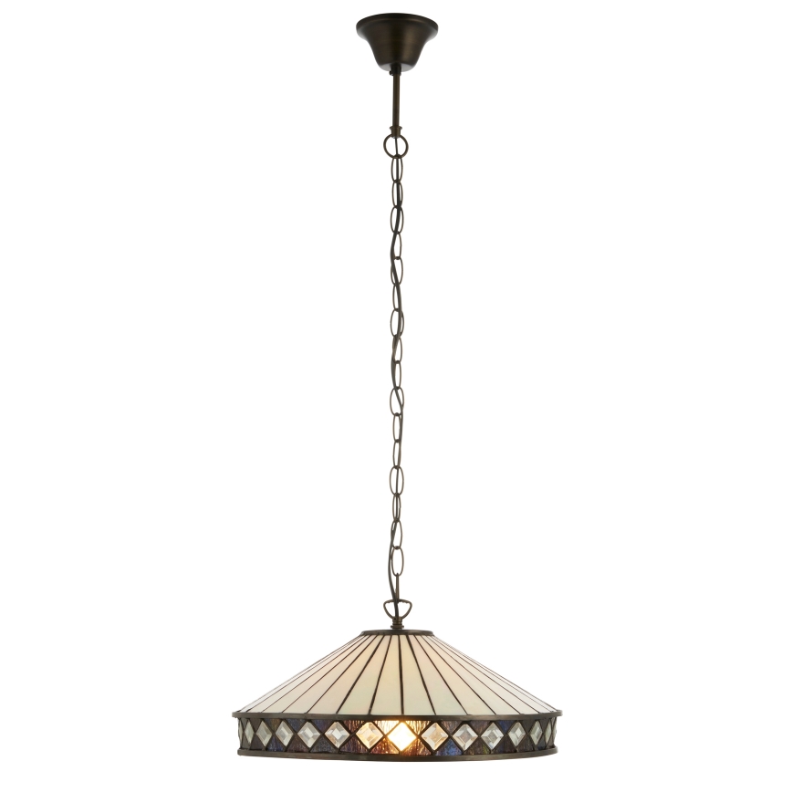 Endon 112196 - Lampadario con catena stile Tiffany FARGO 1xE27/60W/230V, diametro 41,5 cm