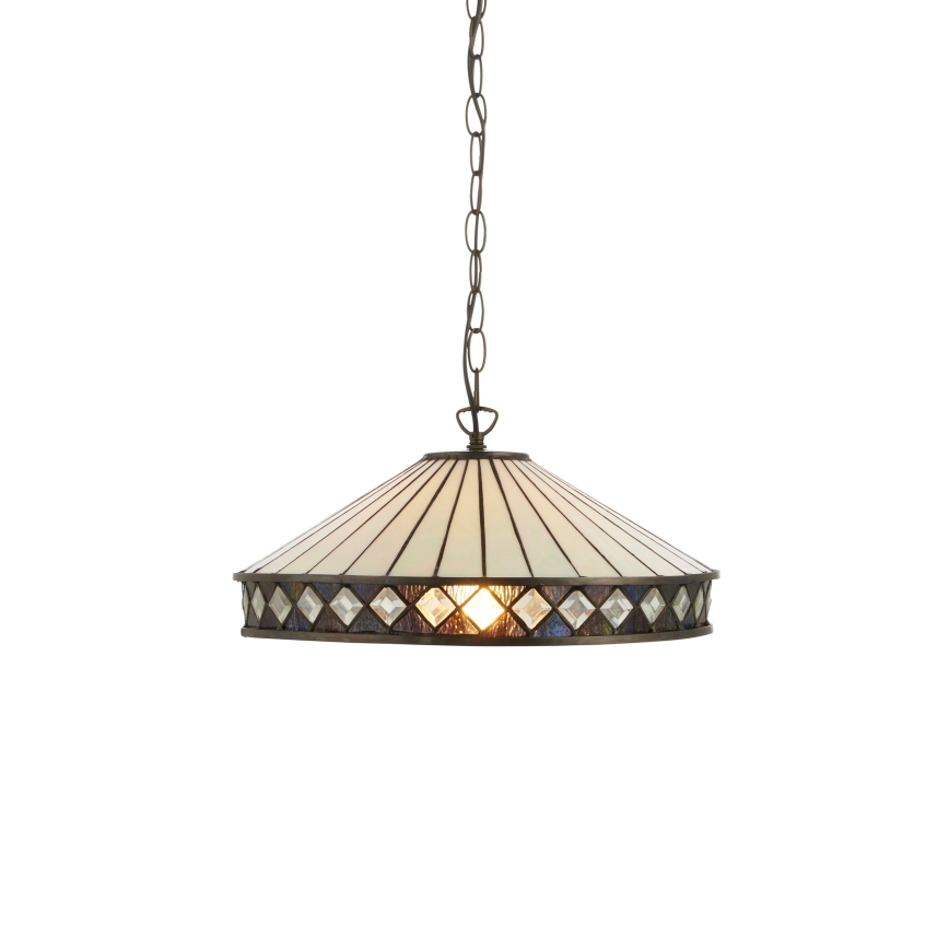 Endon 112196 - Lampadario con catena stile Tiffany FARGO 1xE27/60W/230V, diametro 41,5 cm
