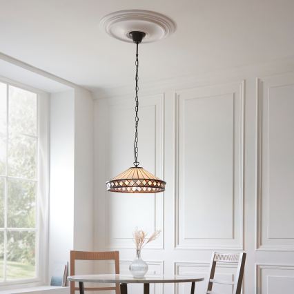 Endon 112196 - Lampadario con catena stile Tiffany FARGO 1xE27/60W/230V, diametro 41,5 cm