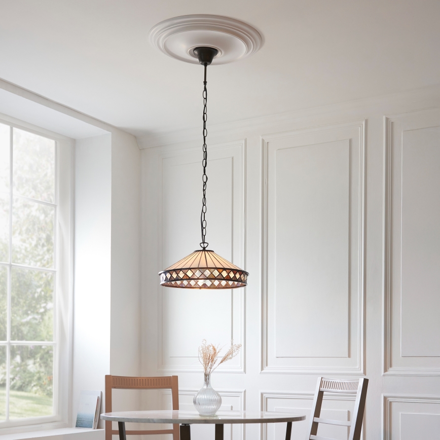 Endon 112196 - Lampadario con catena stile Tiffany FARGO 1xE27/60W/230V, diametro 41,5 cm