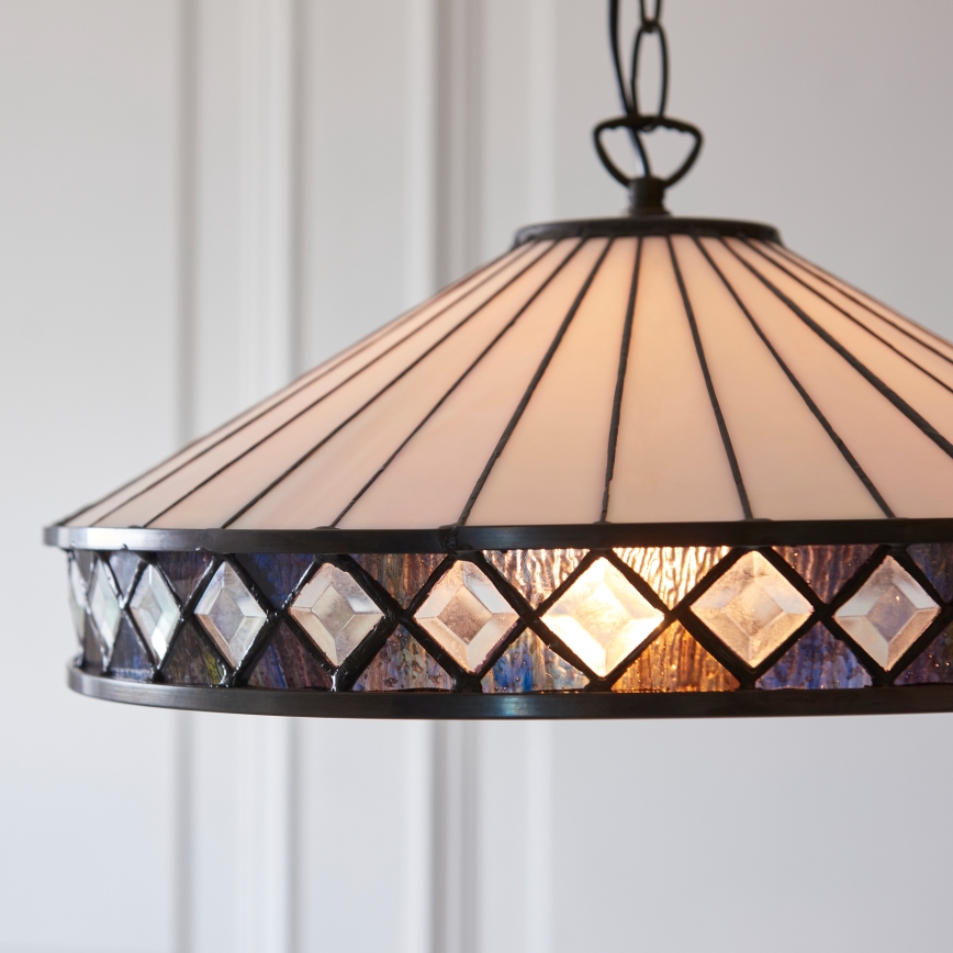 Endon 112196 - Lampadario con catena stile Tiffany FARGO 1xE27/60W/230V, diametro 41,5 cm