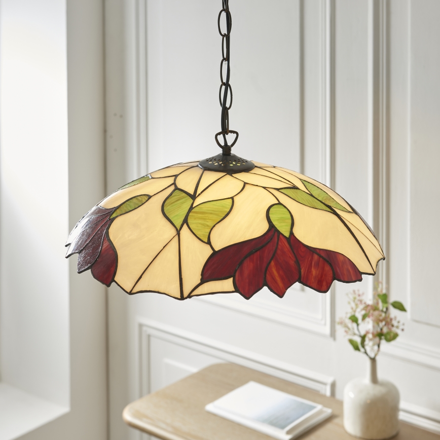 Endon 112246 - Suspension à chaîne Tiffany BOTANICA 1 x E27/60W/230V, Ø 45 cm