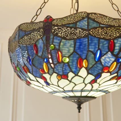 Endon 112250 - Lampadario a catena Tiffany DRAGONFLY 3xE27/60W/230V Ø 50 cm