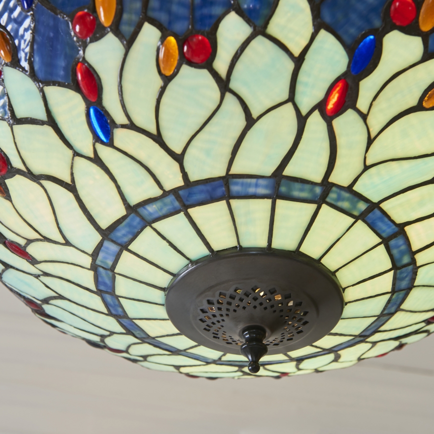 Endon 112250 - Lampadario a catena Tiffany DRAGONFLY 3xE27/60W/230V Ø 50 cm
