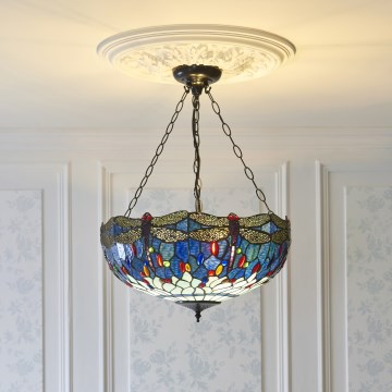 Endon 112250 - Lustre suspendu à chaîne Tiffany DRAGONFLY 3xE27/60W/230V Ø 50 cm