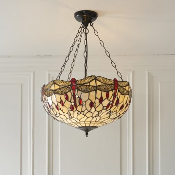 Endon 112251 - Lustre suspendu à chaîne Tiffany DRAGONFLY 3xE27/60W/230V Ø 50 cm