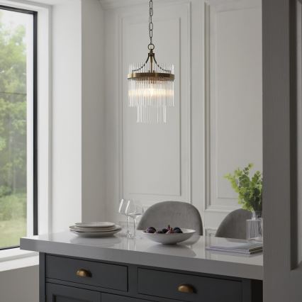 Endon 112572 - Lampadario a catena MARIETTA 1xE27/10W/230V ottone/trasparente