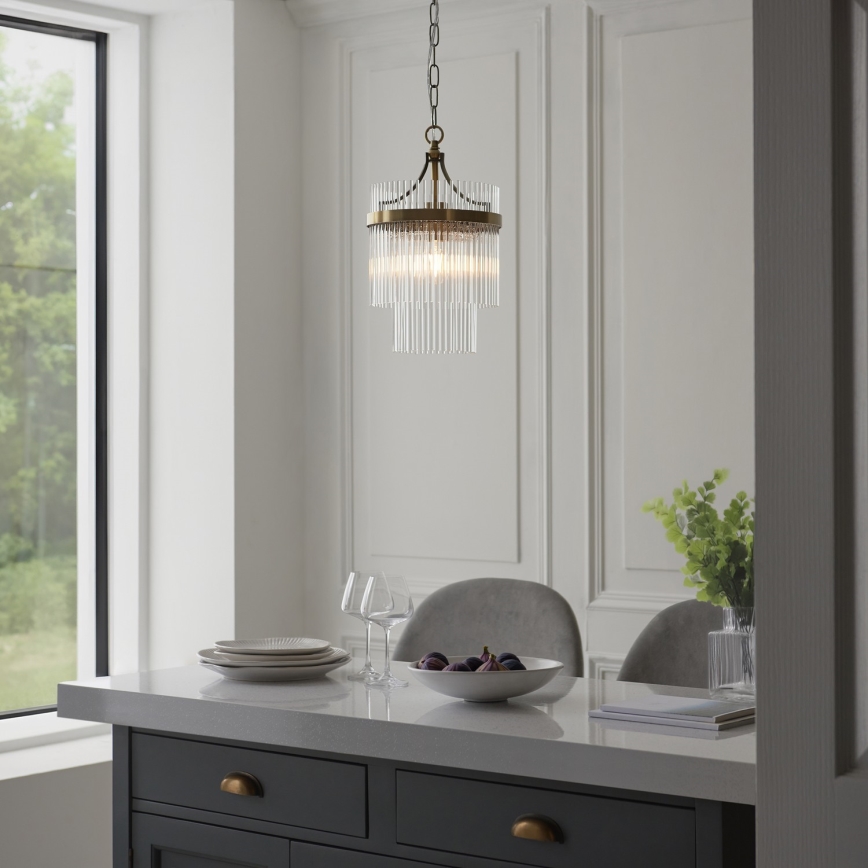 Endon 112572 - Suspension à chaîne MARIETTA 1xE27/10W/230V laiton/transparent