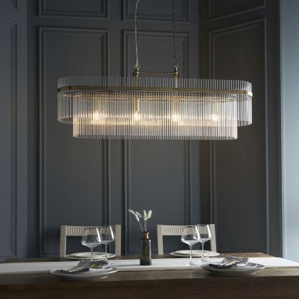 Endon 112573 - Lampadario a sospensione con catena MARIETTA 4xE14/6W/230V ottone/limpido