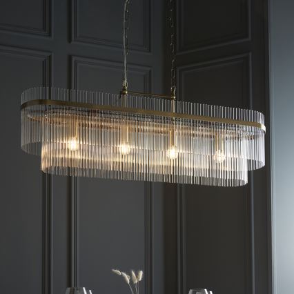 Endon 112573 - Lampadario a sospensione con catena MARIETTA 4xE14/6W/230V ottone/limpido