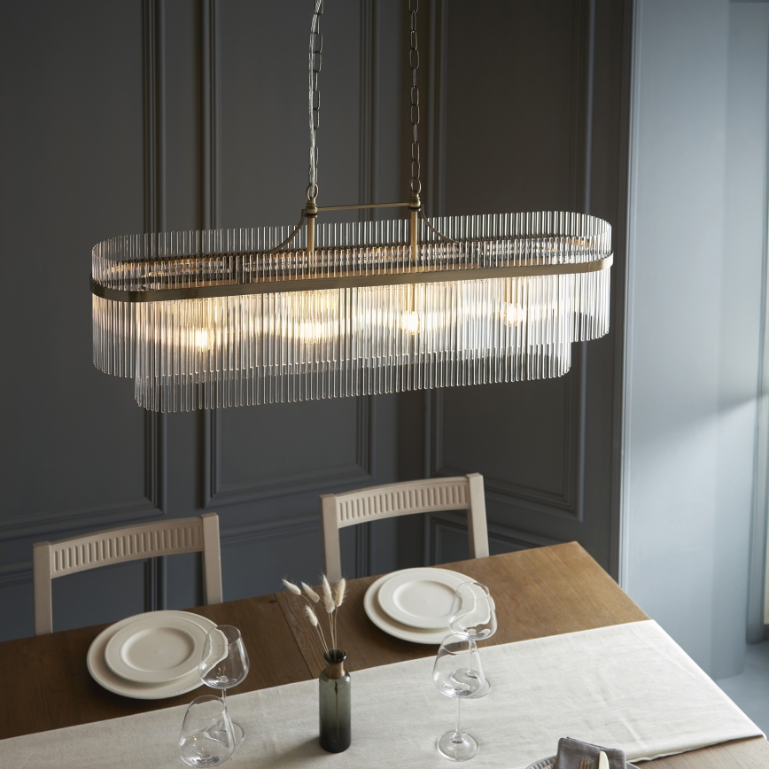 Endon 112573 - Lampadario a sospensione con catena MARIETTA 4xE14/6W/230V ottone/limpido