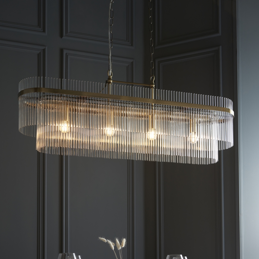 Endon 112573 - Suspension chaîne MARIETTA 4xE14/6W/230V laiton/transparent