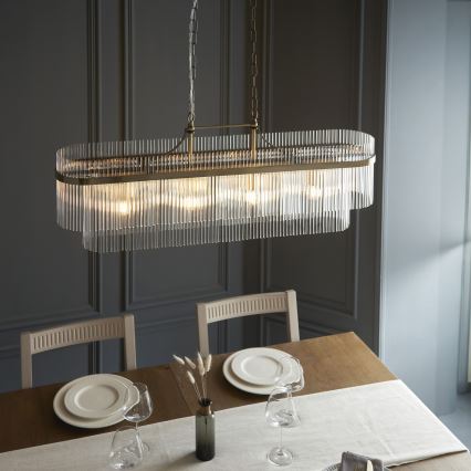 Endon 112573 - Suspension chaîne MARIETTA 4xE14/6W/230V laiton/transparent