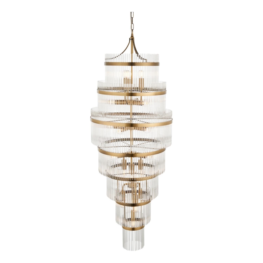 Endon 112793 - Lampadario a sospensione con catena MARIETTA GRAND 21xE14/6W/230V ottone/limpido